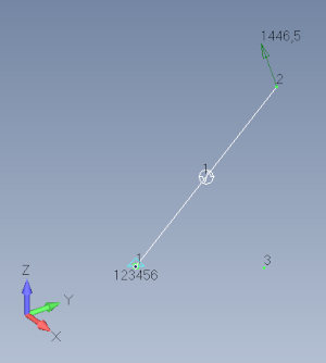 one single bush oriented with a third node
loading: one nodal force
boundary condition: clamped on one node