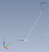 one single bush oriented with a third node and offset defined by a vector
loading: one nodal force at node 2
boundary condition: clamped at node 1