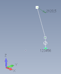 Test case with one CBUSH and one RBE2 element loaded with nodal force (LC1) and mass with acceleration (LC2)